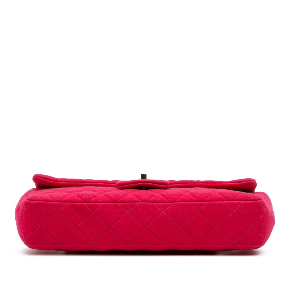 Chanel B Chanel Pink Dark Pink Cotton Fabric Quilted Jersey East West Single Flap Italy