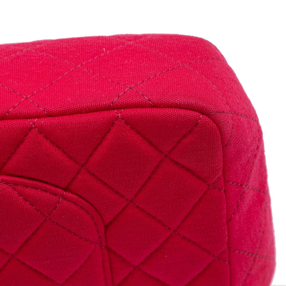 Chanel B Chanel Pink Dark Pink Cotton Fabric Quilted Jersey East West Single Flap Italy
