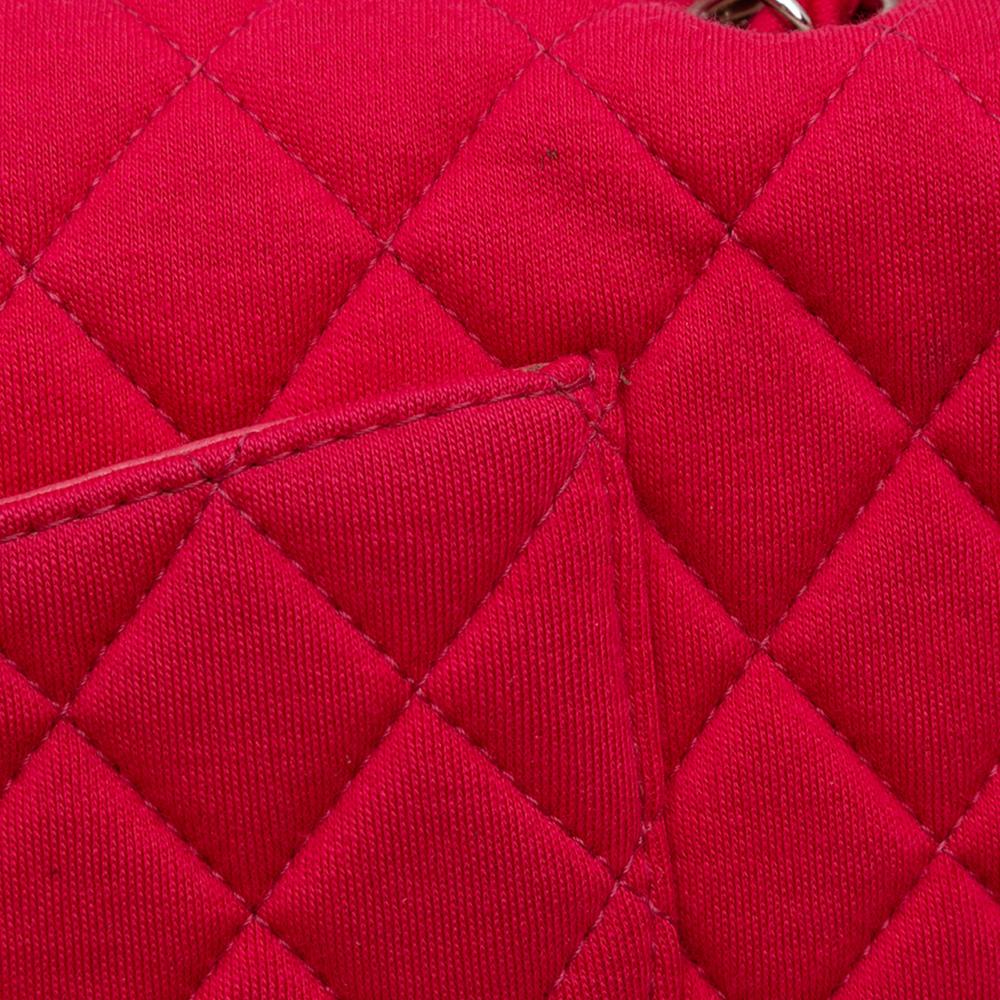Chanel B Chanel Pink Dark Pink Cotton Fabric Quilted Jersey East West Single Flap Italy