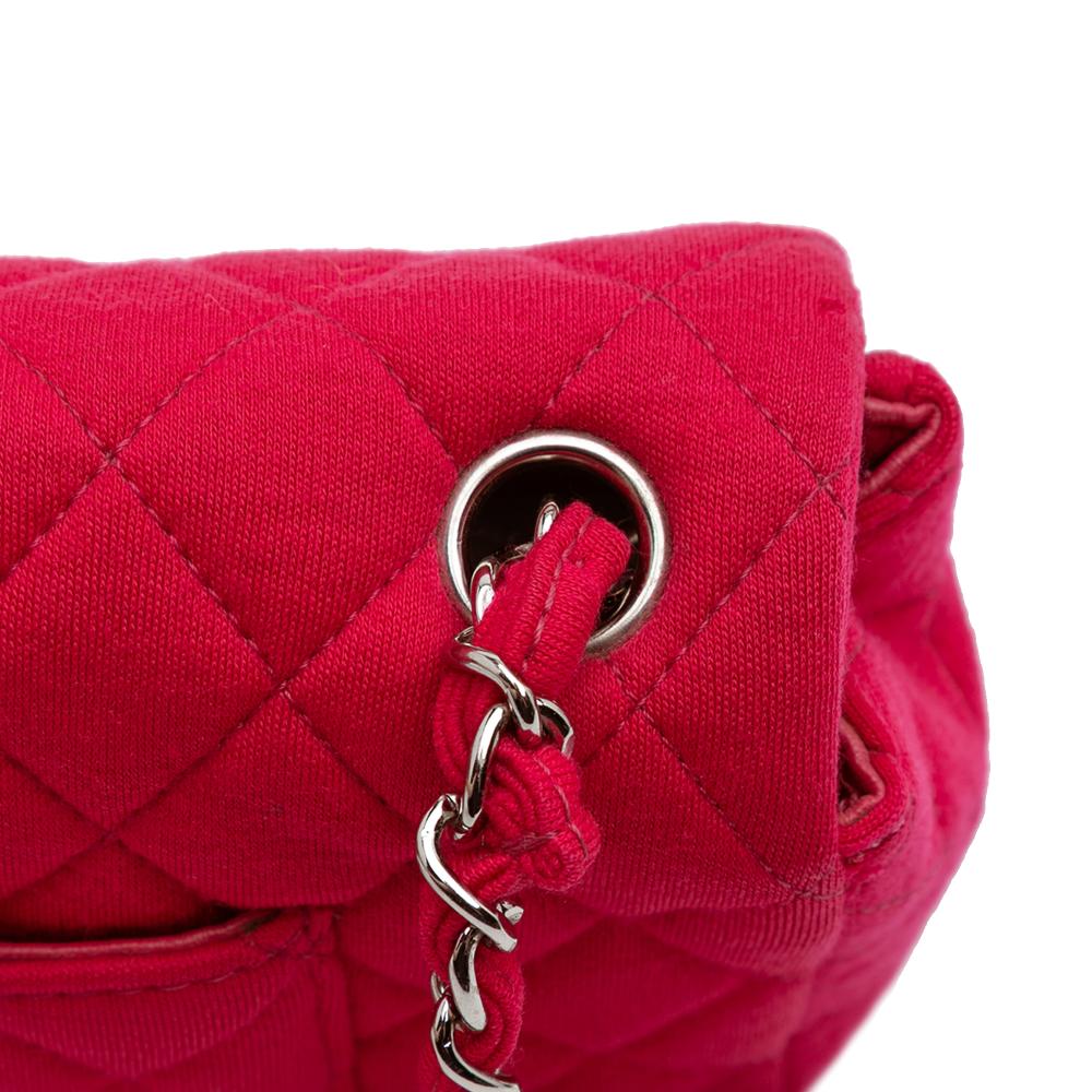 Chanel B Chanel Pink Dark Pink Cotton Fabric Quilted Jersey East West Single Flap Italy