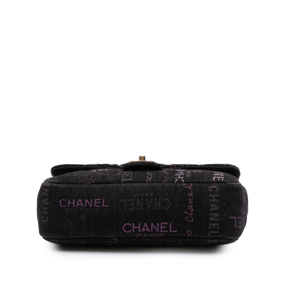 Chanel B Chanel Black Denim Fabric Medium Quilted Mood Flap Italy