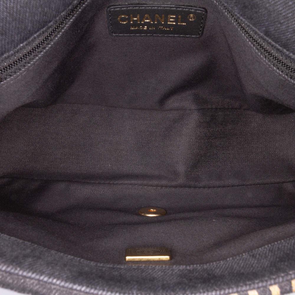 Chanel B Chanel Black Denim Fabric Medium Quilted Mood Flap Italy