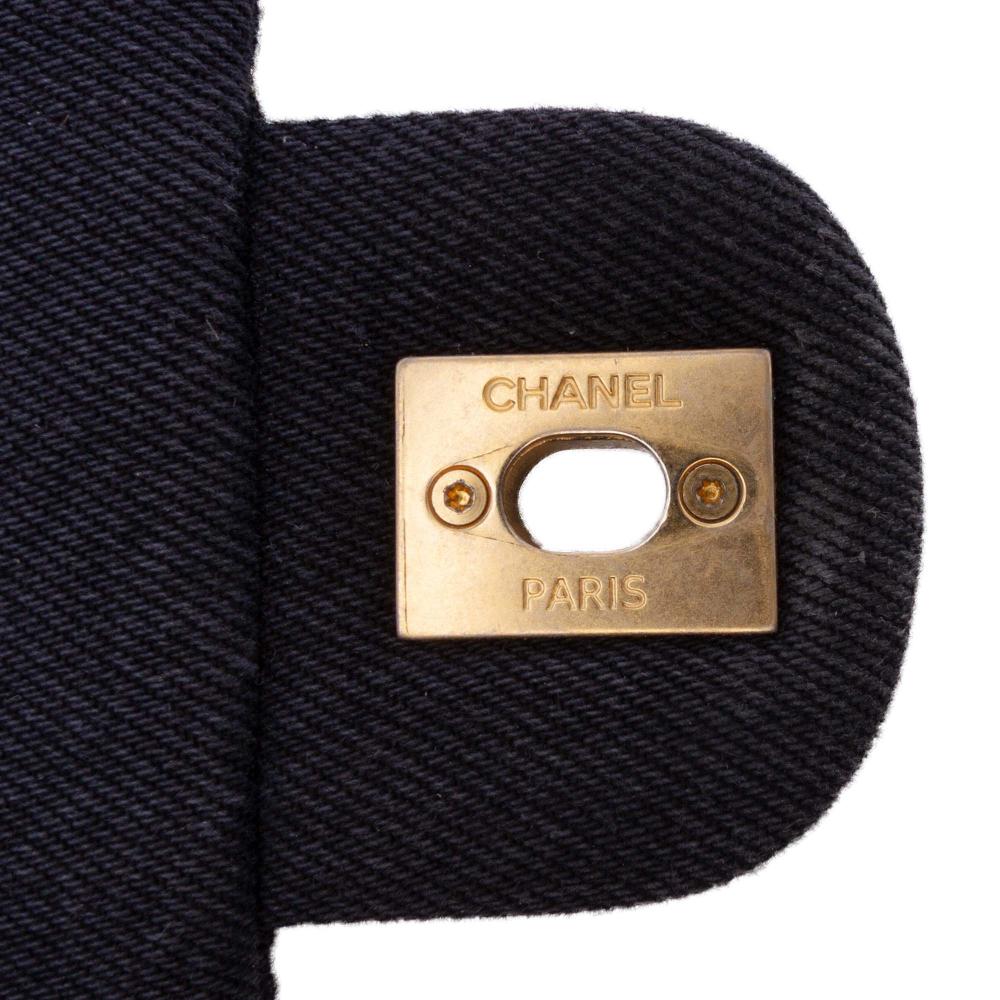 Chanel B Chanel Black Denim Fabric Medium Quilted Mood Flap Italy