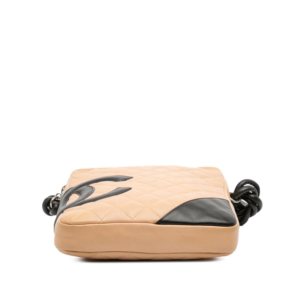 Chanel B Chanel Brown Beige with Black Lambskin Leather Leather Lambskin Cambon Ligne Crossbody Italy