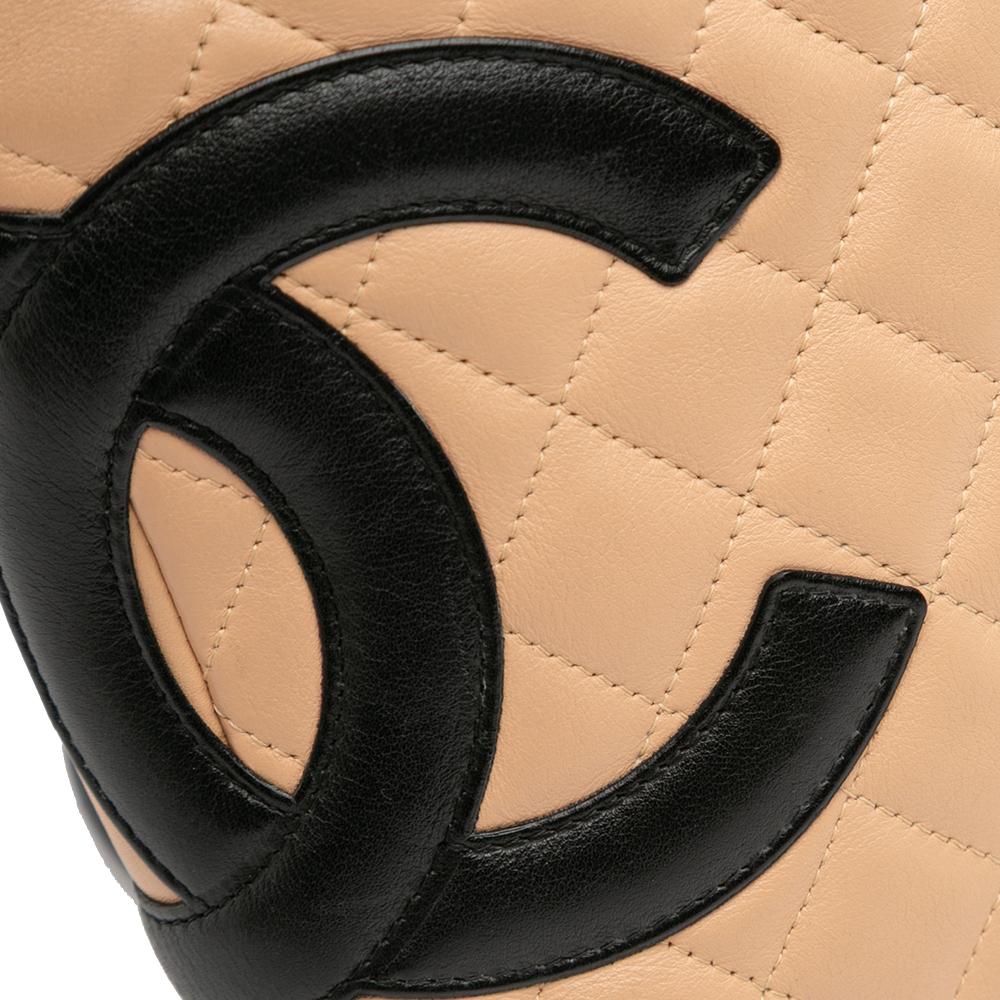 Chanel B Chanel Brown Beige with Black Lambskin Leather Leather Lambskin Cambon Ligne Crossbody Italy
