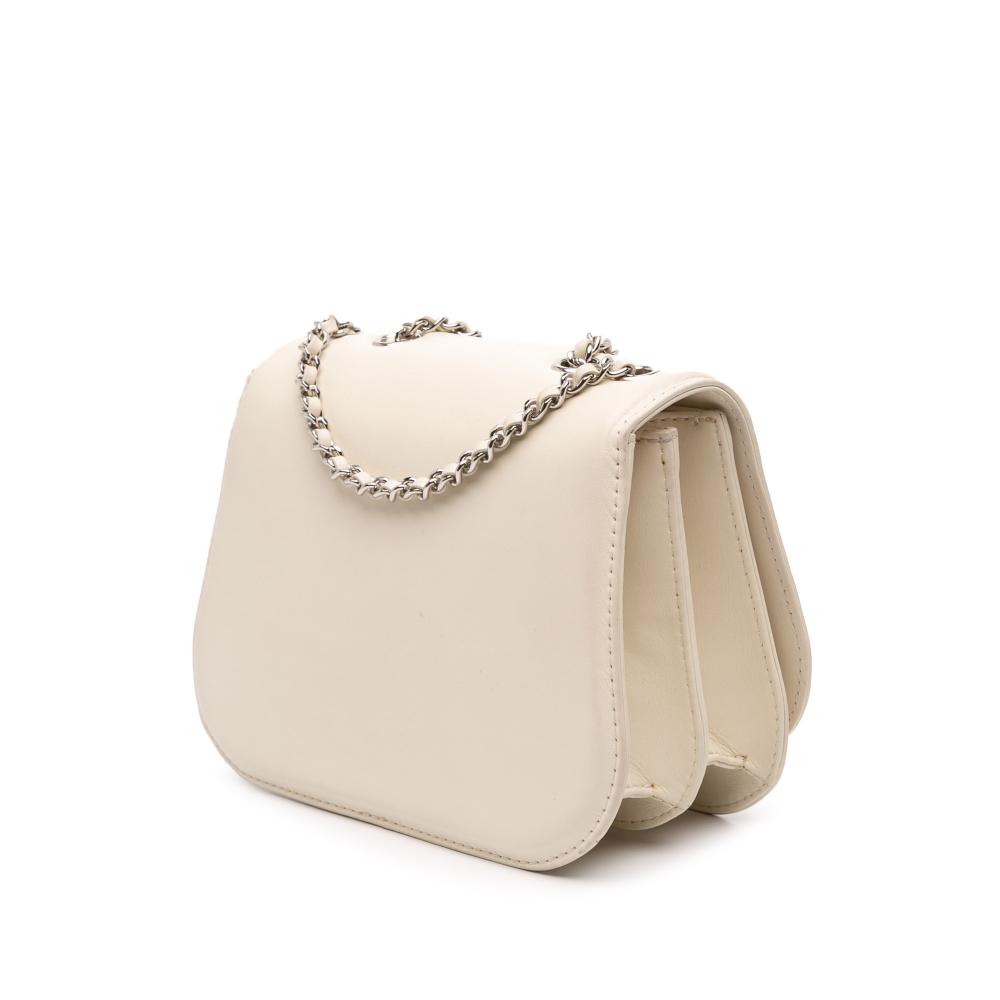 Chanel AB Chanel White Ivory Calf Leather Small skin Braided Chic Flap France