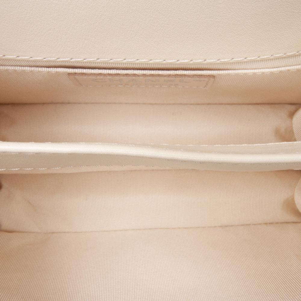 Chanel AB Chanel White Ivory Calf Leather Small skin Braided Chic Flap France