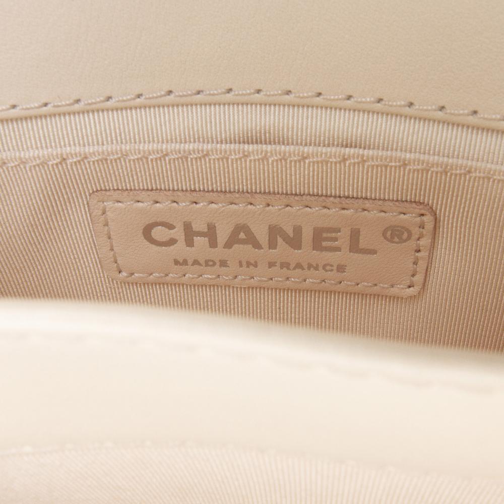 Chanel AB Chanel White Ivory Calf Leather Small skin Braided Chic Flap France