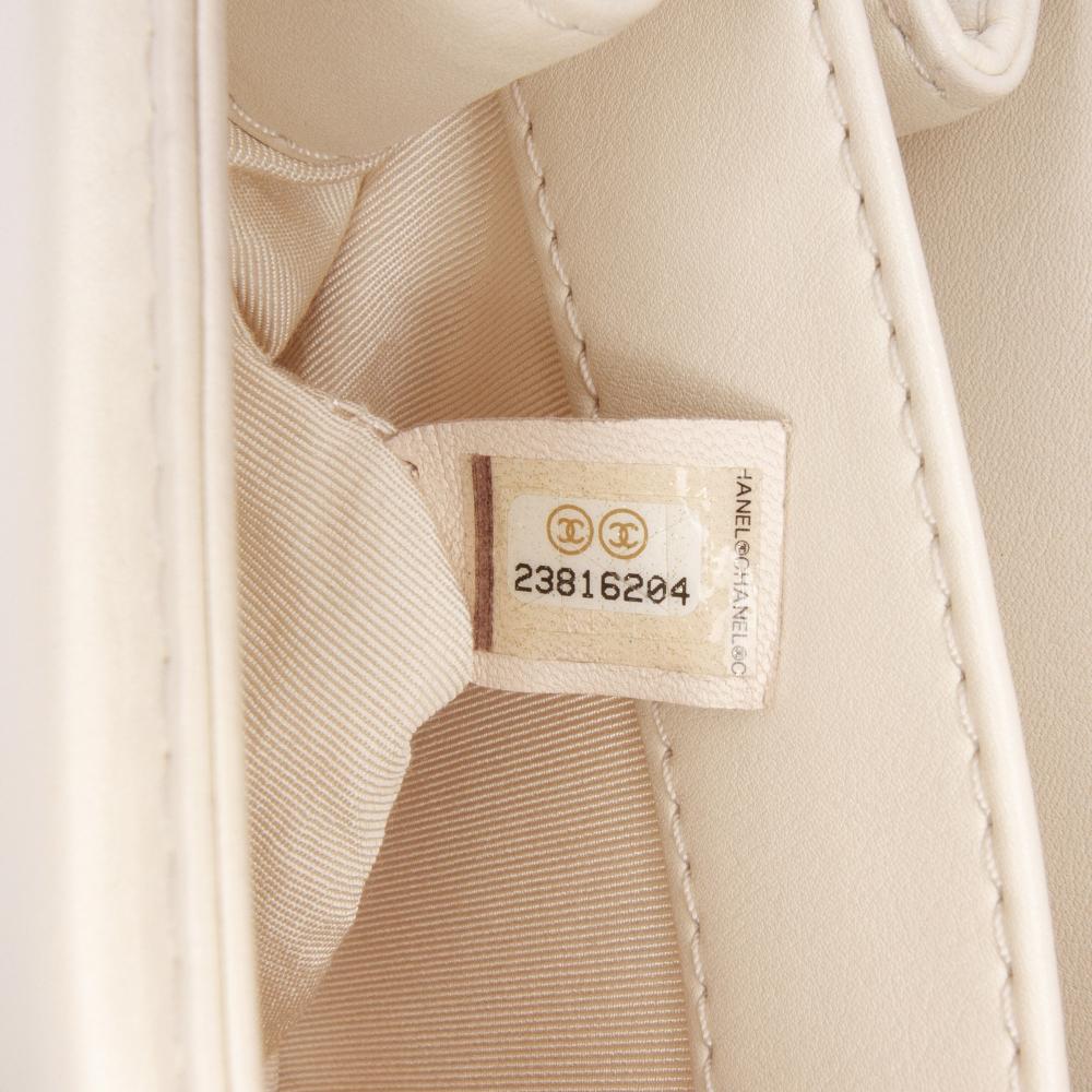 Chanel AB Chanel White Ivory Calf Leather Small skin Braided Chic Flap France