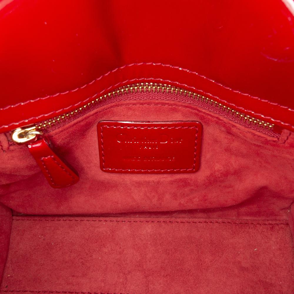 Christian Dior B Dior Red Dark Red Patent Leather Leather Mini Patent Cannage Lady Dior France