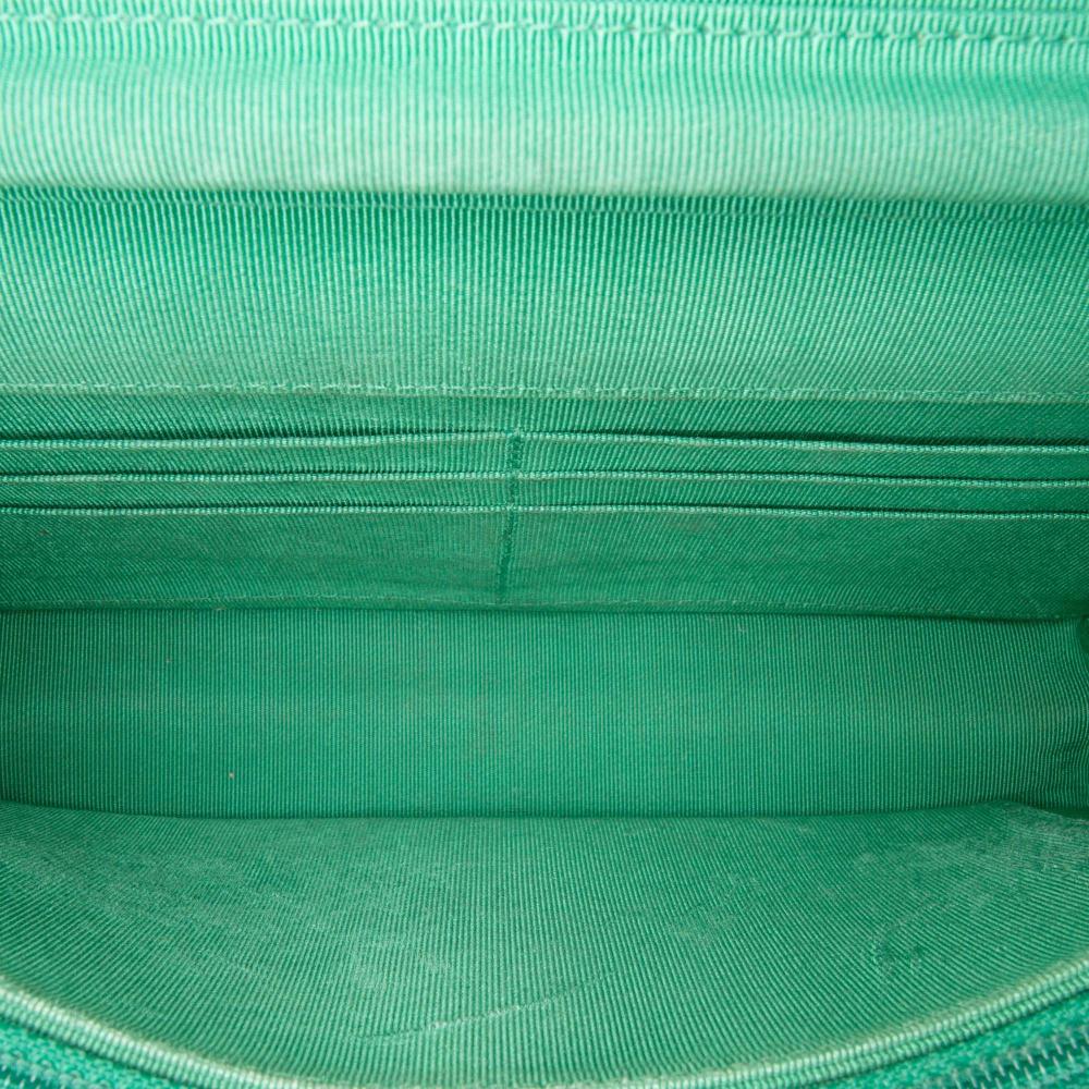 Chanel B Chanel Black with Green Lime Tweed Fabric CC Quilted Boucle Robot Charm Wallet On Chain Italy