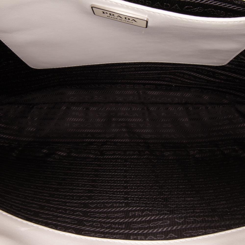 Prada B Prada White Calf Leather Maxi Spazzolato Cleo Crossbody Italy