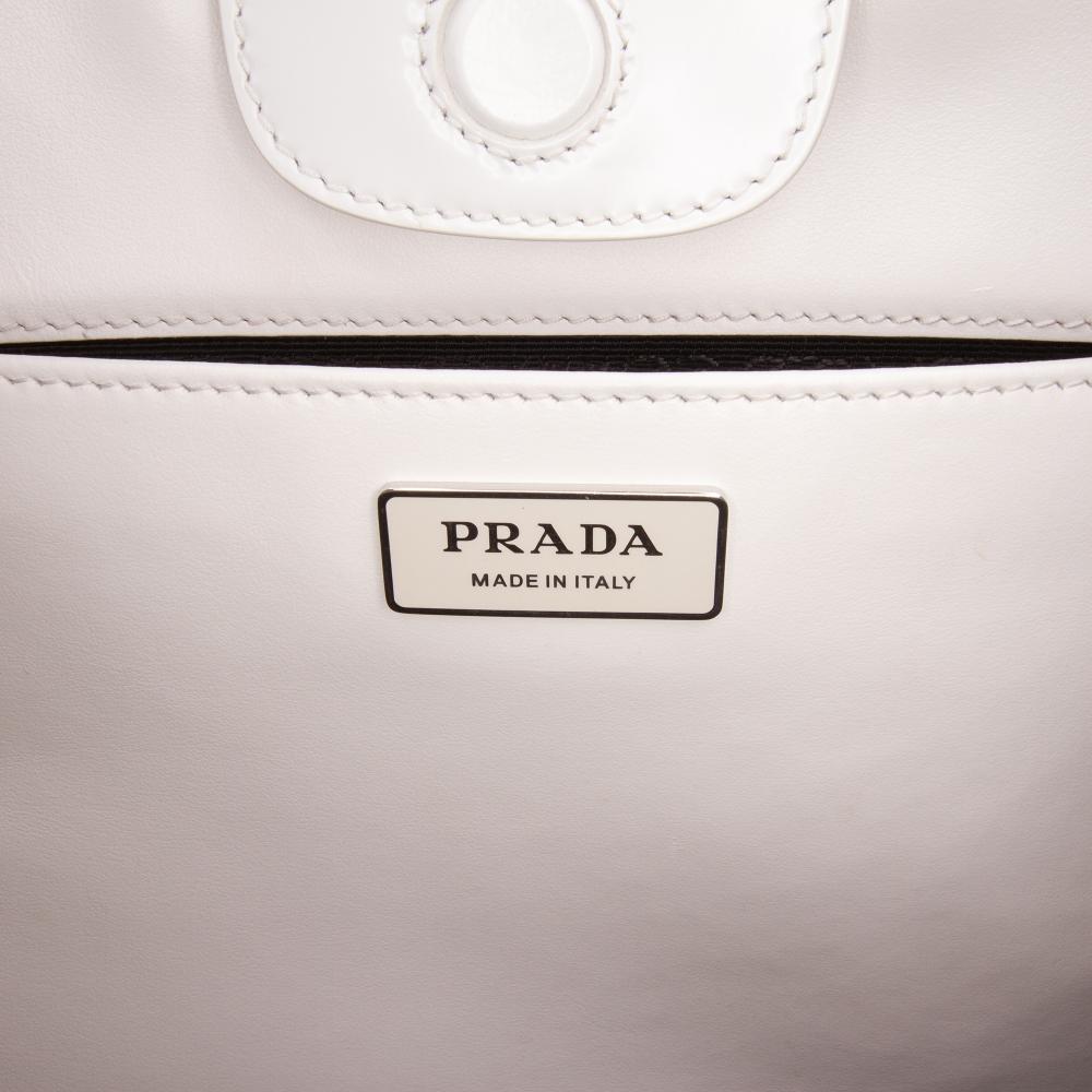 Prada B Prada White Calf Leather Maxi Spazzolato Cleo Crossbody Italy