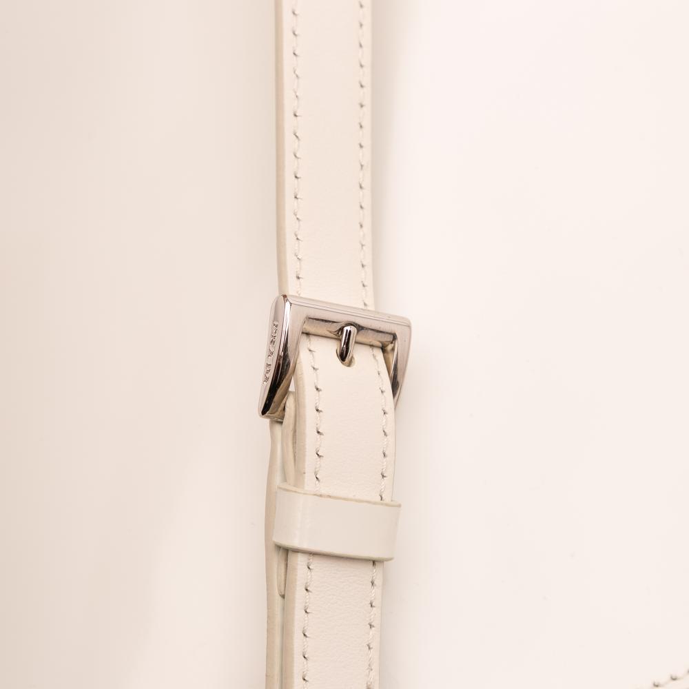 Prada B Prada White Calf Leather Maxi Spazzolato Cleo Crossbody Italy