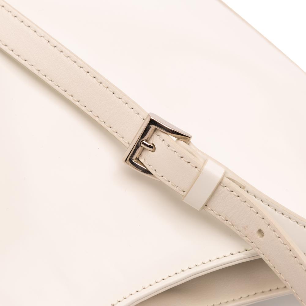 Prada B Prada White Calf Leather Maxi Spazzolato Cleo Crossbody Italy