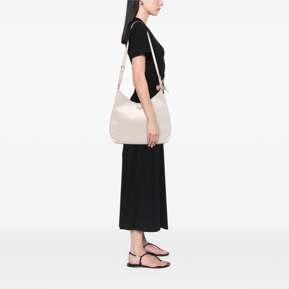 Prada B Prada White Calf Leather Maxi Spazzolato Cleo Crossbody Italy