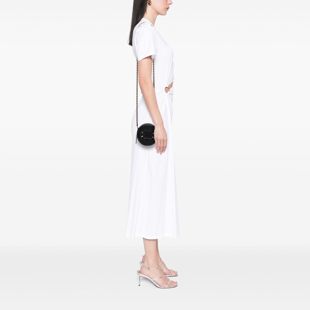 Chanel B Chanel Black Caviar Leather Leather Caviar CC Filigree Round Clutch with Chain Italy