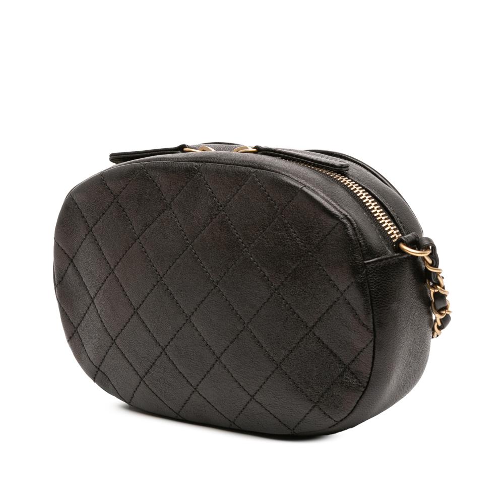 Chanel AB Chanel Black Lambskin Leather Leather CC Quilted Lambskin Coco Midnight Camera Bag Italy