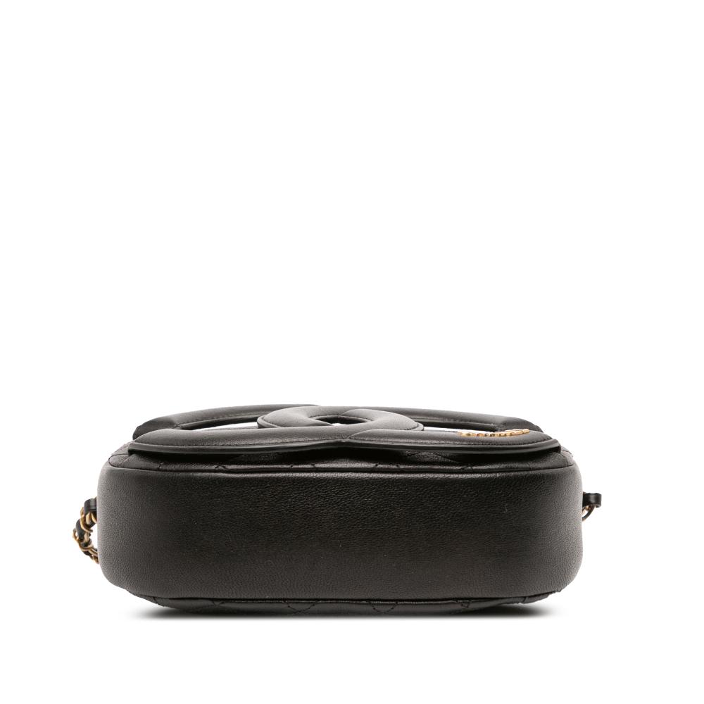 Chanel AB Chanel Black Lambskin Leather Leather CC Quilted Lambskin Coco Midnight Camera Bag Italy