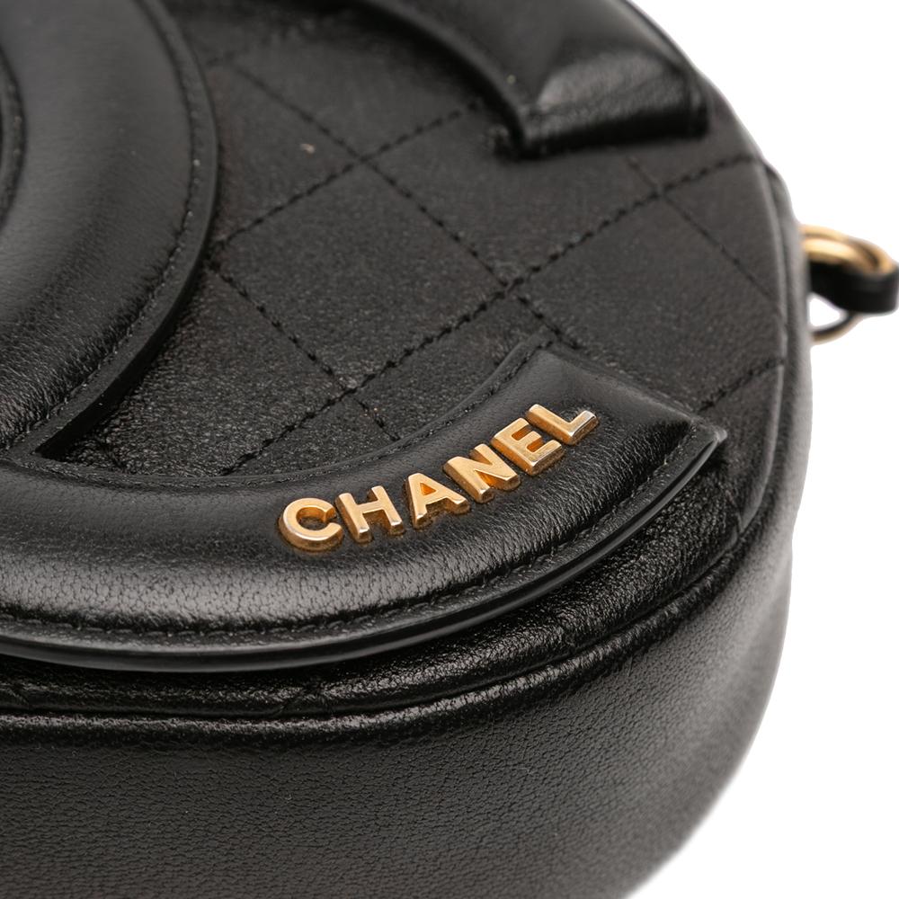 Chanel AB Chanel Black Lambskin Leather Leather CC Quilted Lambskin Coco Midnight Camera Bag Italy