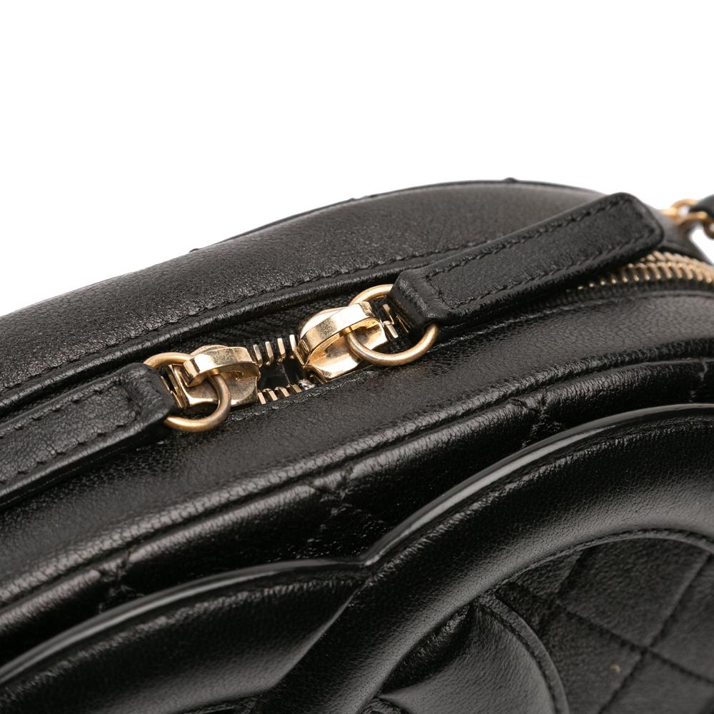 Chanel AB Chanel Black Lambskin Leather Leather CC Quilted Lambskin Coco Midnight Camera Bag Italy