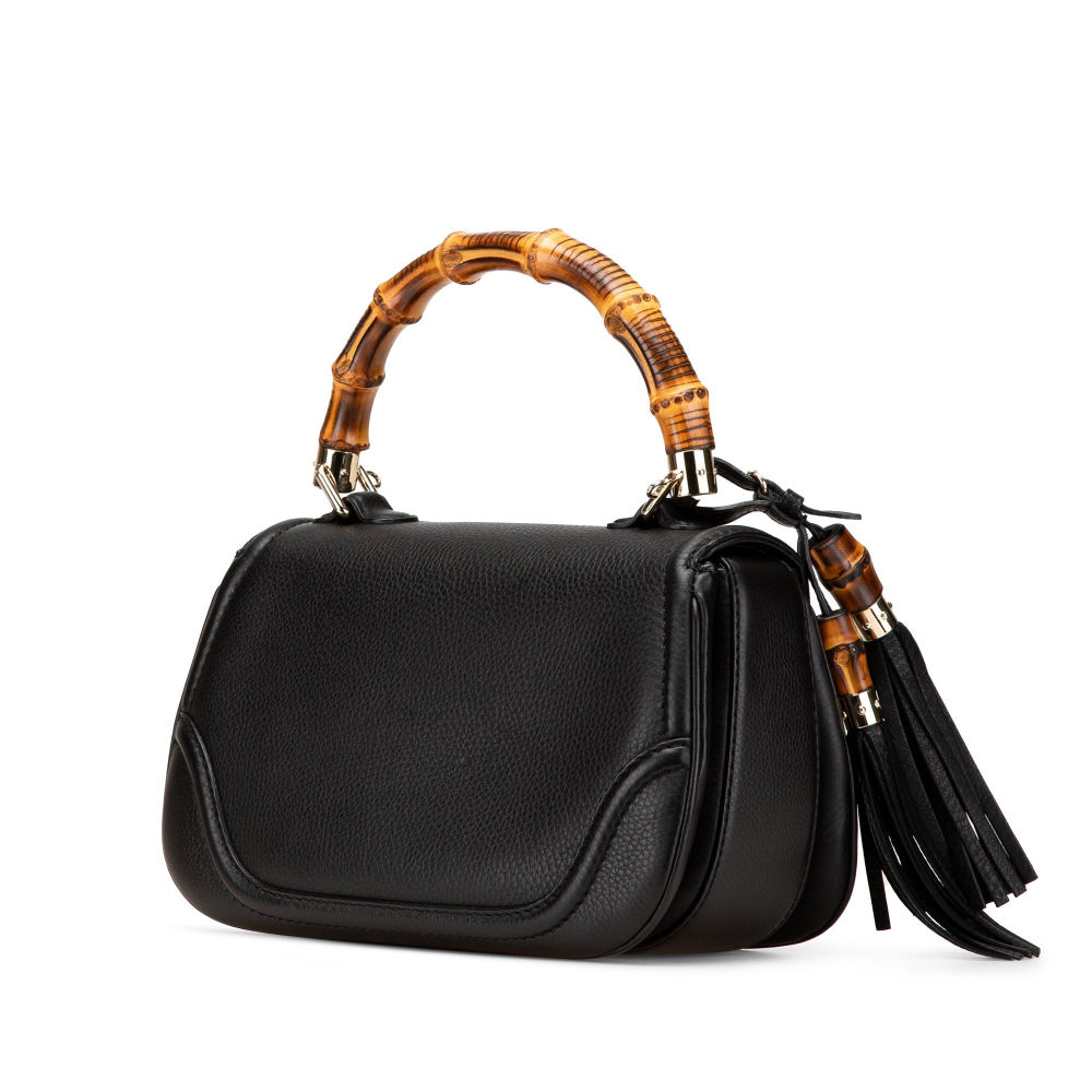 Gucci Bamboo Medium Leather Top-handle Handbag Black