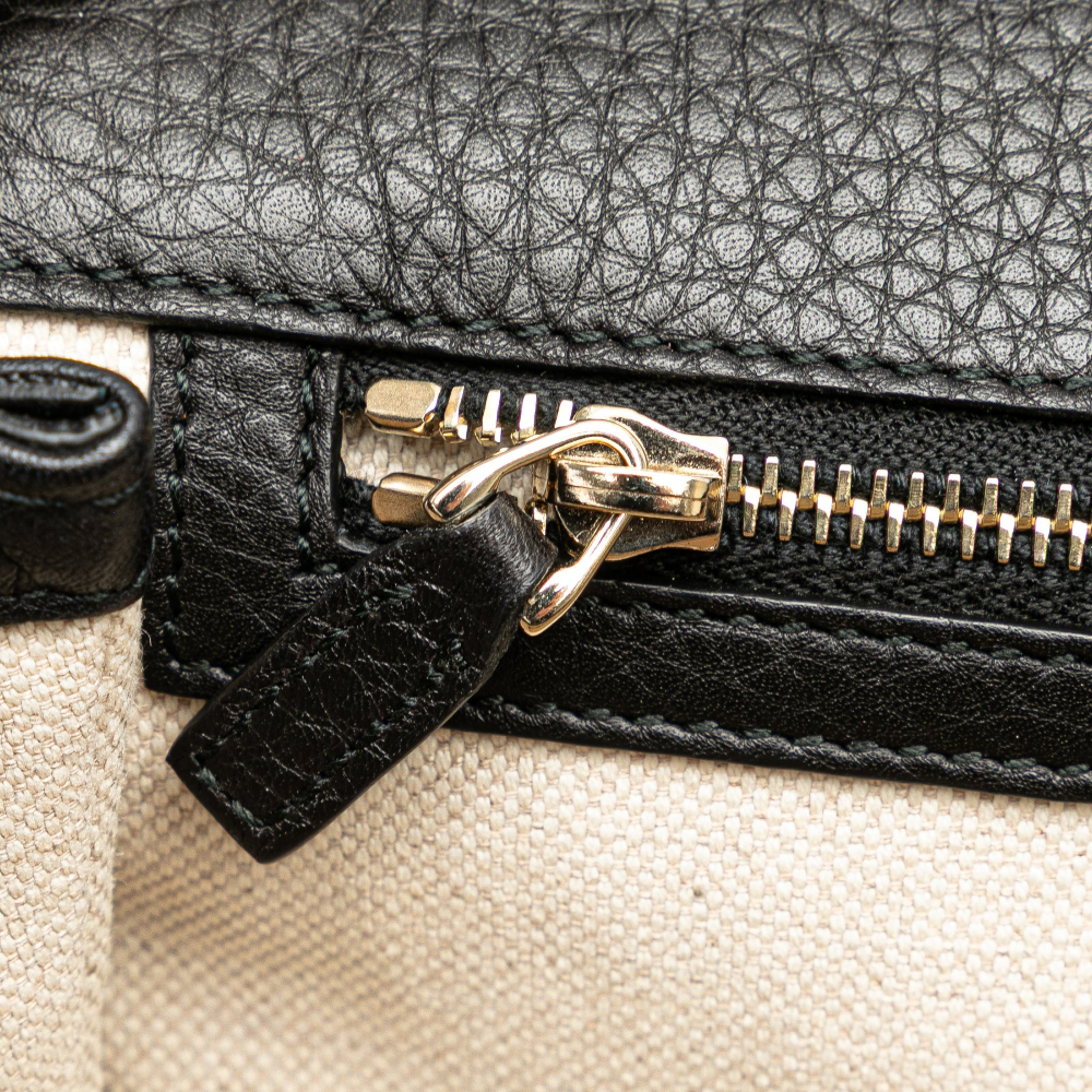 Gucci Bamboo Medium Leather Top-handle Handbag Black