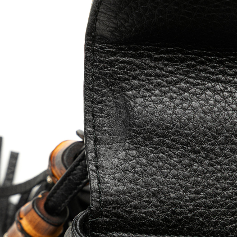 Gucci Bamboo Medium Leather Top-handle Handbag Black