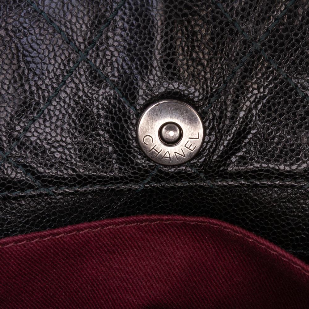 Chanel B Chanel Black Caviar Leather Leather CC Quilted Crumpled Caviar Crave Tote Italy