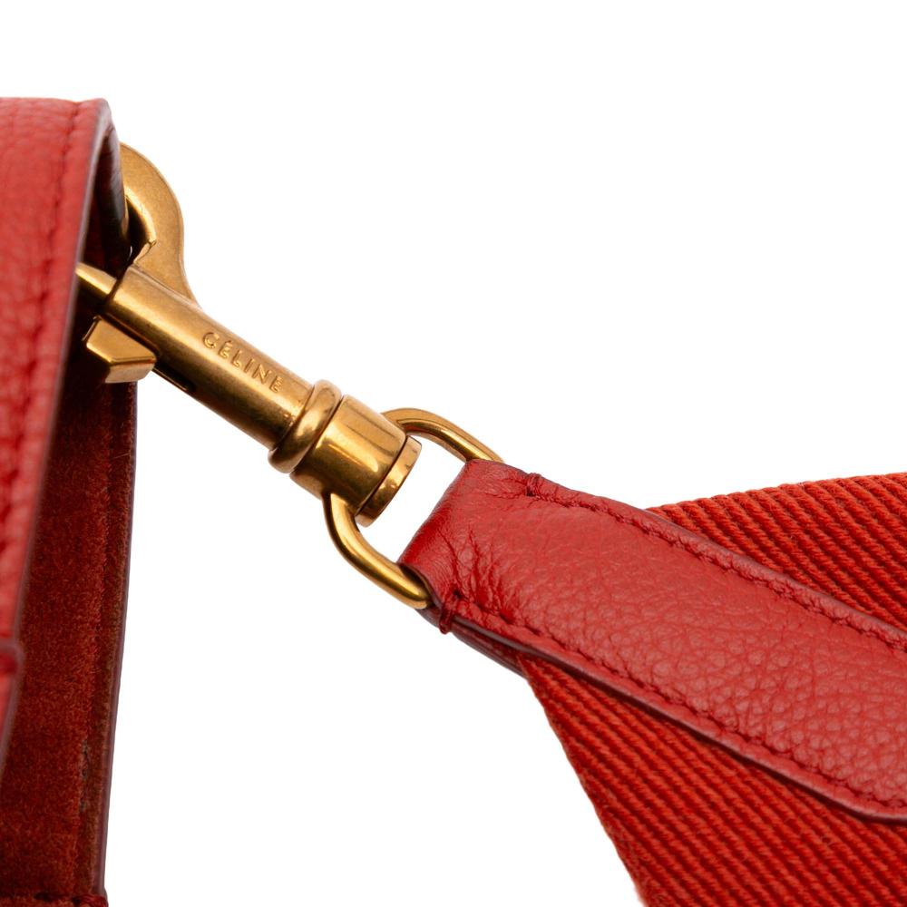 Celine B Celine Red Calf Leather Medium Seau Sangle Bucket Bag Italy
