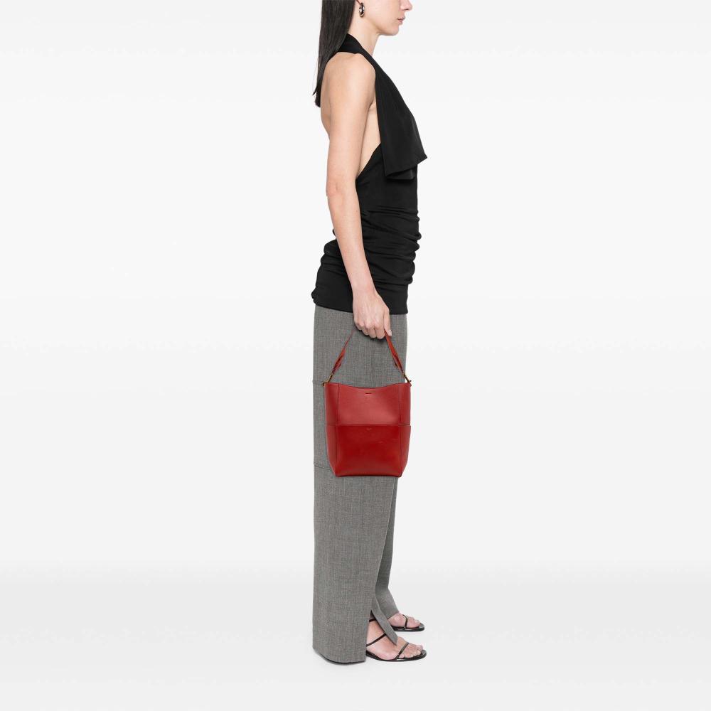 Celine B Celine Red Calf Leather Medium Seau Sangle Bucket Bag Italy