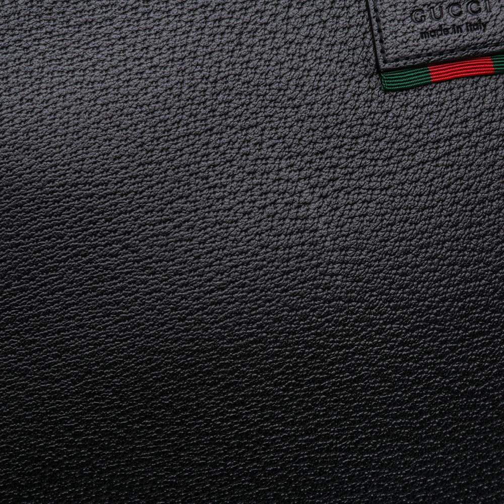 Gucci AB Gucci Black Calf Leather Web Agora Clutch Italy