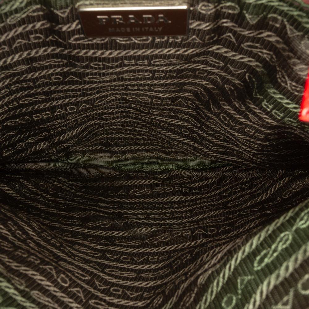 Prada B Prada Red Tweed Fabric Vitello Trimmed Flat Tote Italy