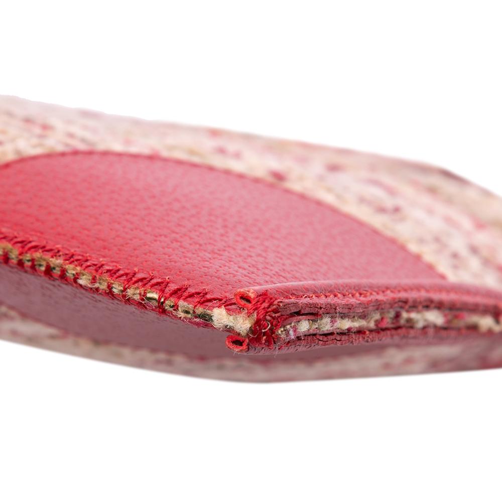 Prada B Prada Red Tweed Fabric Vitello Trimmed Flat Tote Italy