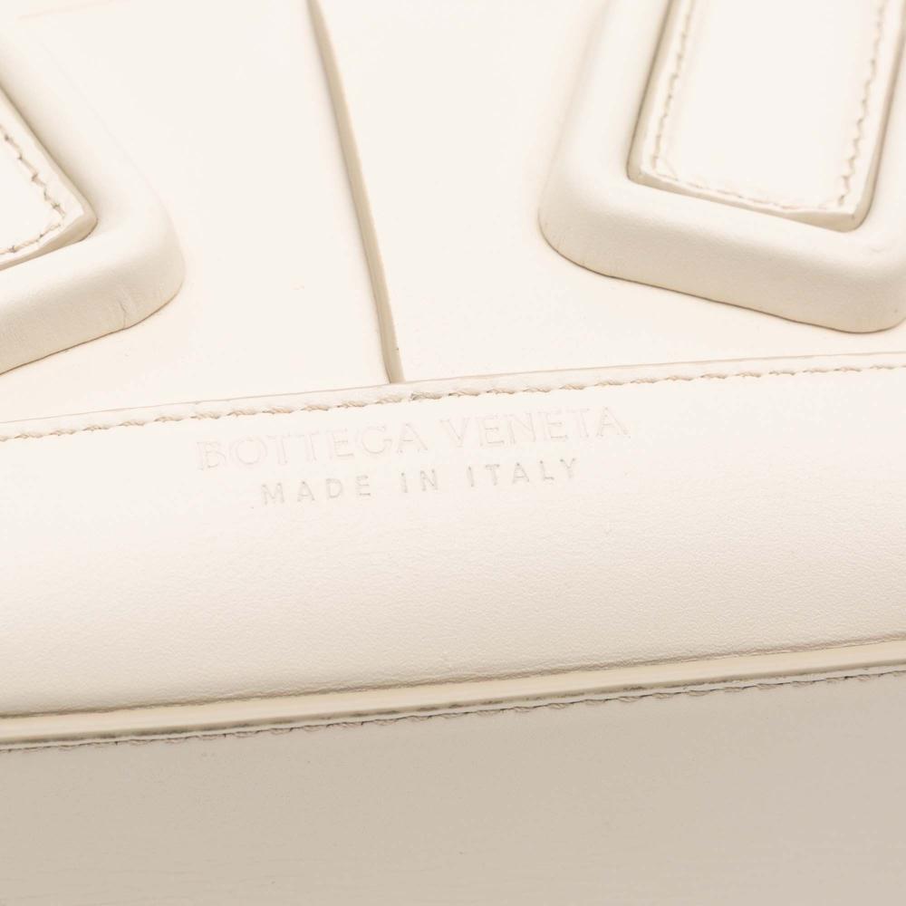 Bottega Veneta B Bottega Veneta White Calf Leather Mini skin Maxi Intrecciato Arco Satchel Italy