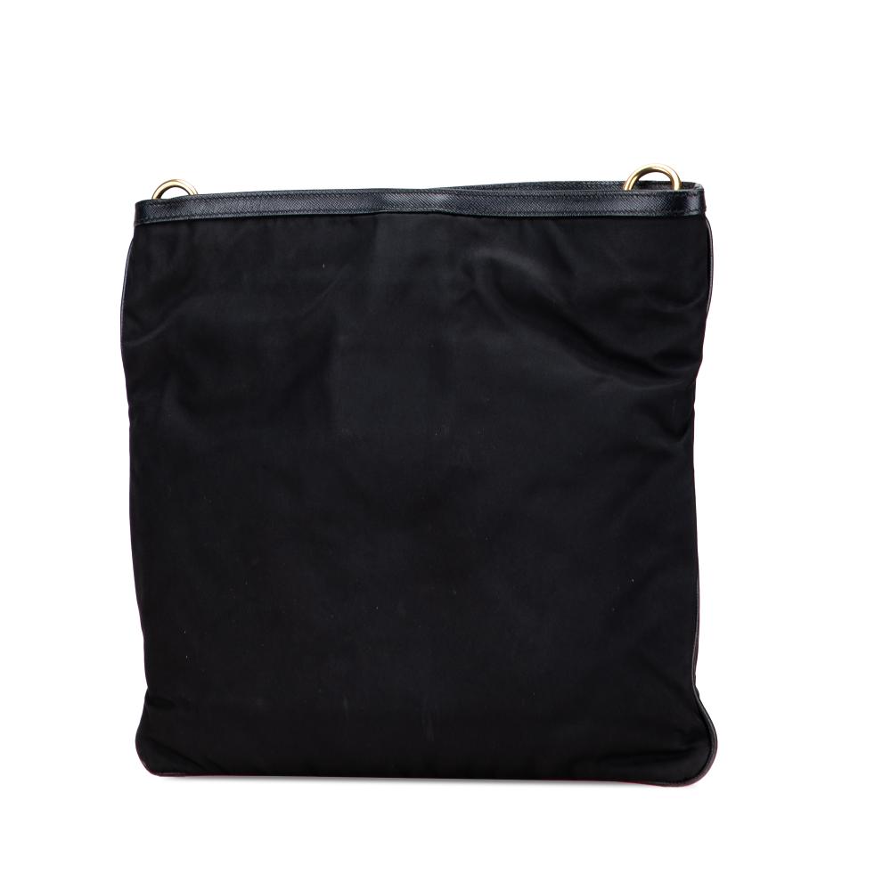 Prada B Prada Black Nylon Fabric Saffiano Trimmed Tessuto Snap Crossbody Italy
