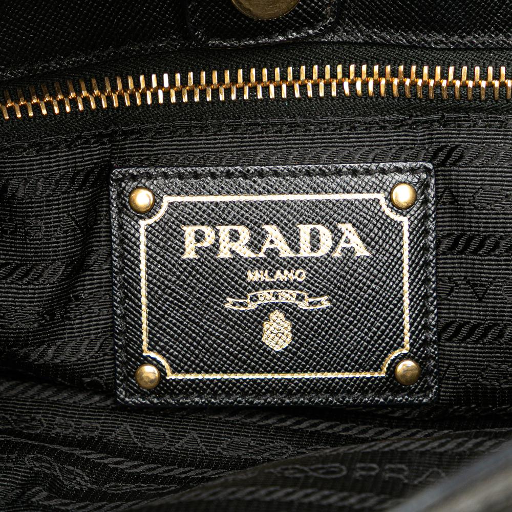Prada B Prada Black Nylon Fabric Saffiano Trimmed Tessuto Snap Crossbody Italy
