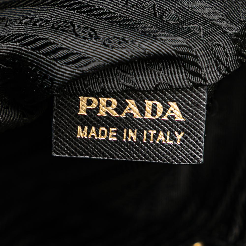 Prada B Prada Black Nylon Fabric Saffiano Trimmed Tessuto Snap Crossbody Italy
