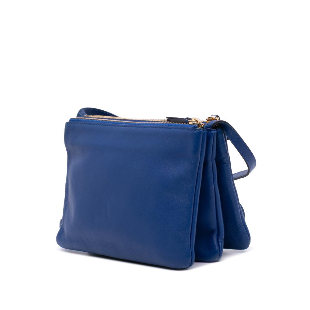 Celine B Celine Blue Lambskin Leather Leather Small Lambskin Trio Crossbody Italy