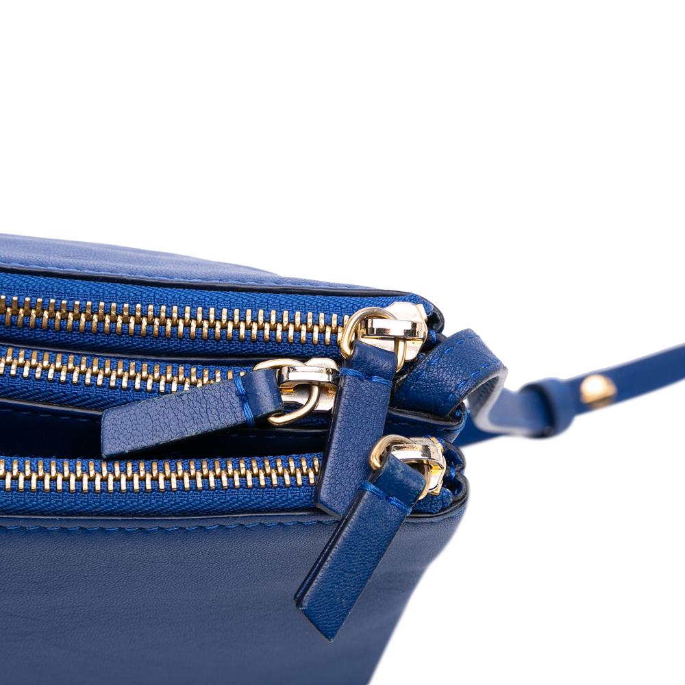 Celine B Celine Blue Lambskin Leather Leather Small Lambskin Trio Crossbody Italy