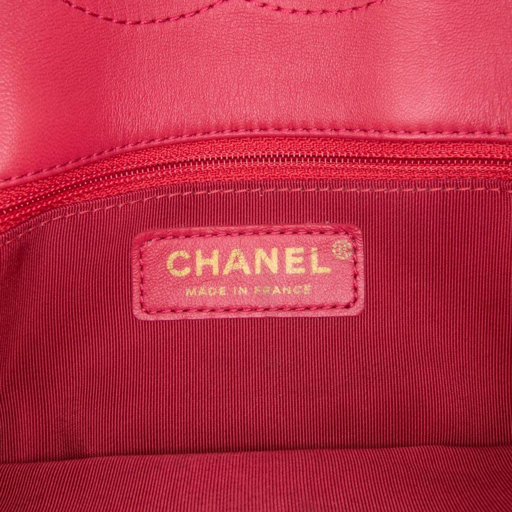 Chanel AB Chanel Red Goatskin Leather Quilted Patent Pagoda Accordion Flap France