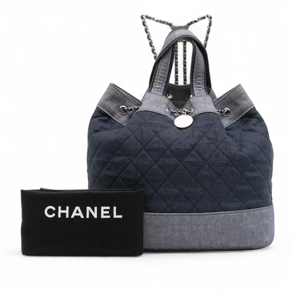 Chanel B Chanel Blue Denim Denim Fabric Quilted Medallion Backpack Italy