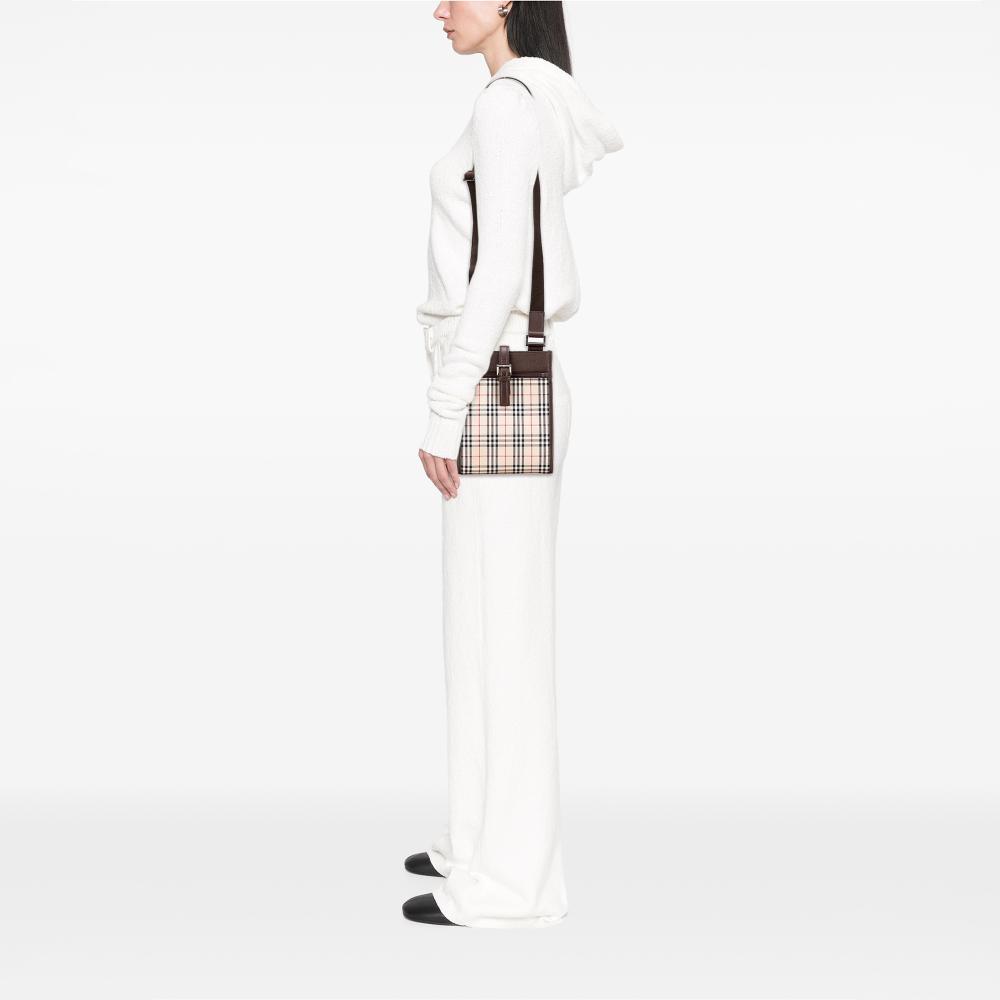 Burberry B Burberry Brown Beige Canvas Fabric House Check Crossbody United Kingdom