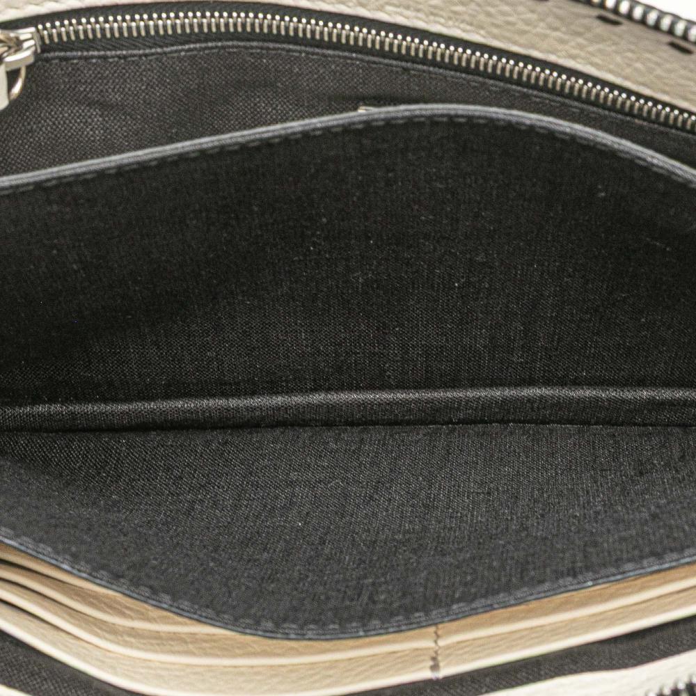 Fendi AB Fendi Black Calf Leather Selleria Clutch Italy