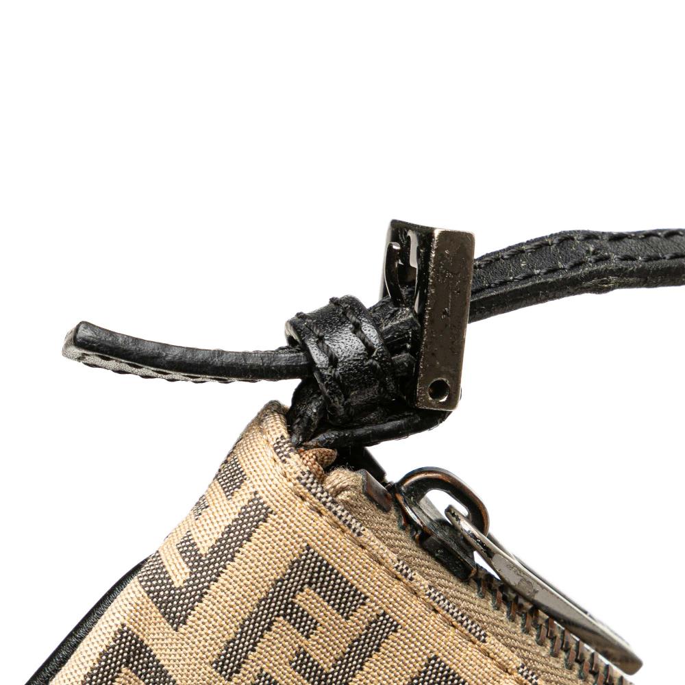 Fendi B Fendi Brown Beige Canvas Fabric Zucchino Crossbody Italy
