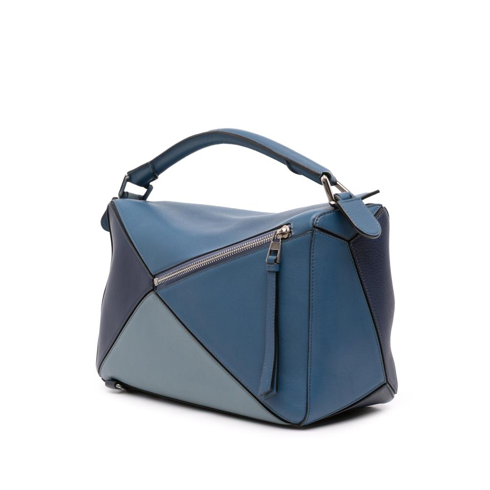 Loewe AB LOEWE Blue Calf Leather Medium Tricolor skin Puzzle Satchel Spain