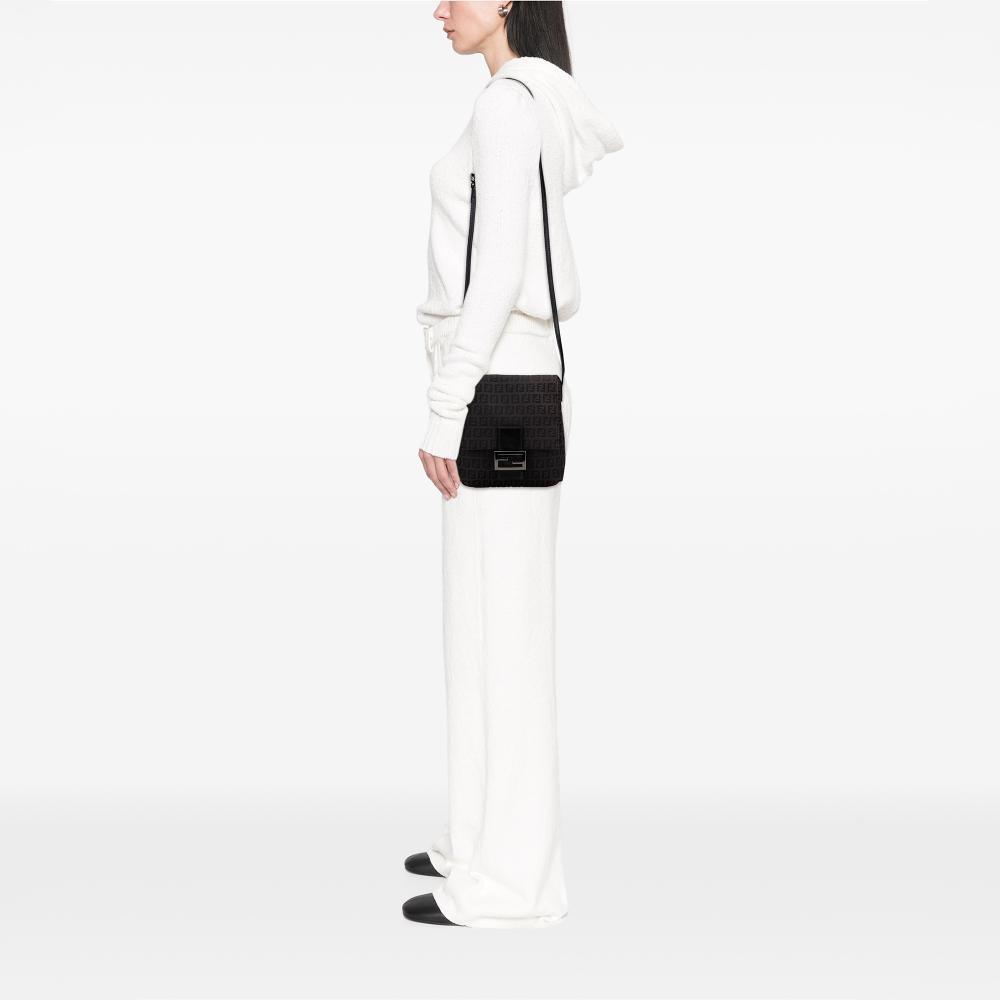 Fendi B Fendi Brown Dark Brown Canvas Fabric Zucchino Crossbody Italy