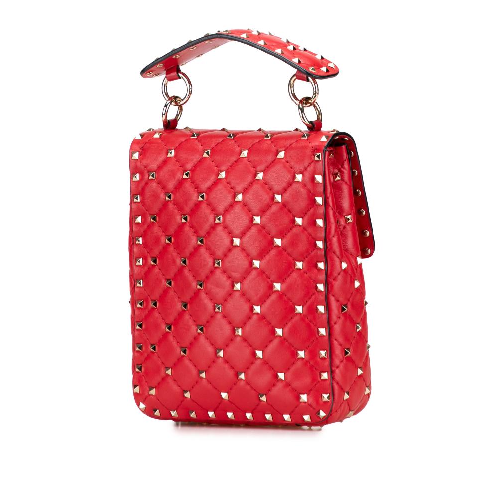 Valentino B Valentino Red Nappa Leather Leather Nappa Rockstud Spike Vertical Satchel Italy