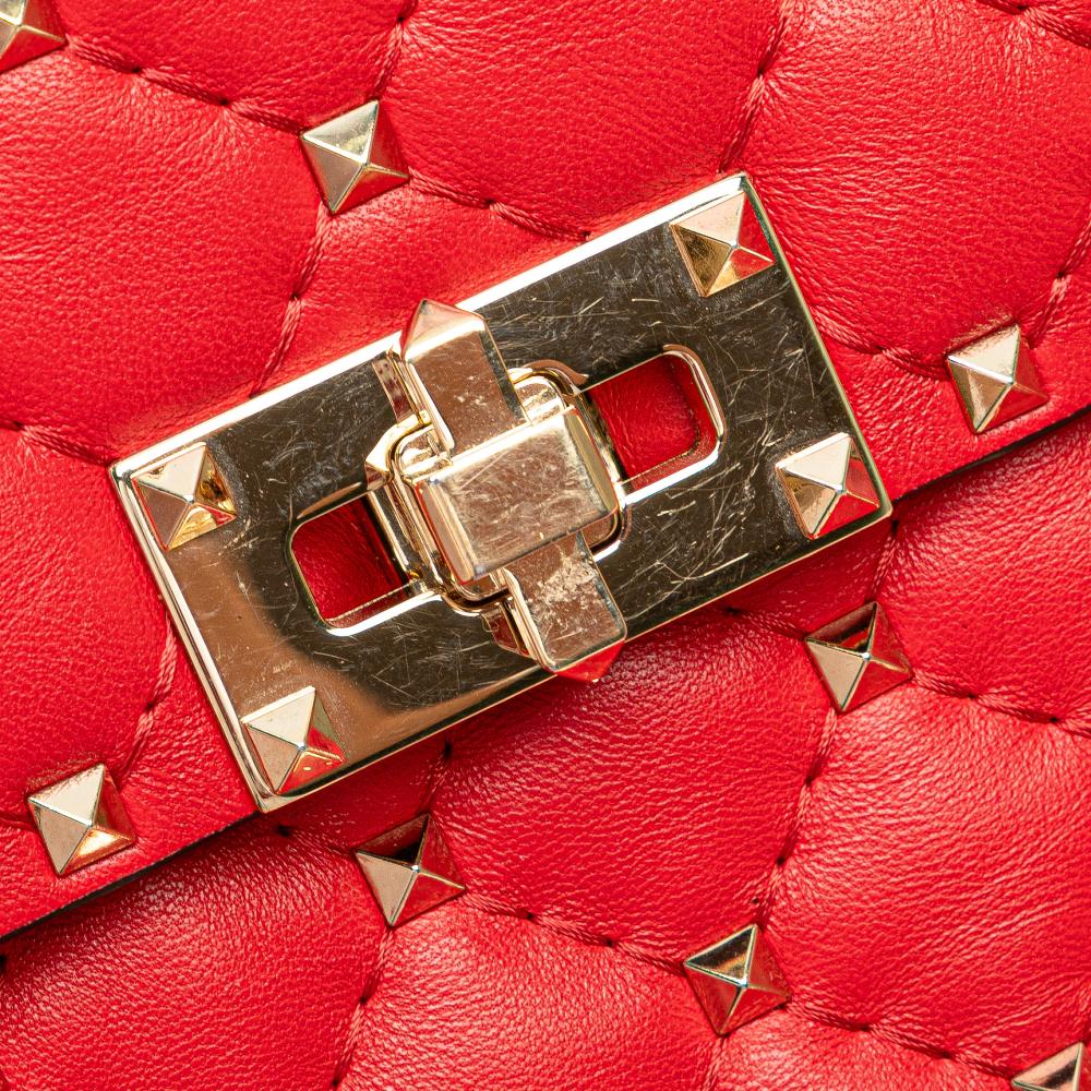 Valentino B Valentino Red Nappa Leather Leather Nappa Rockstud Spike Vertical Satchel Italy