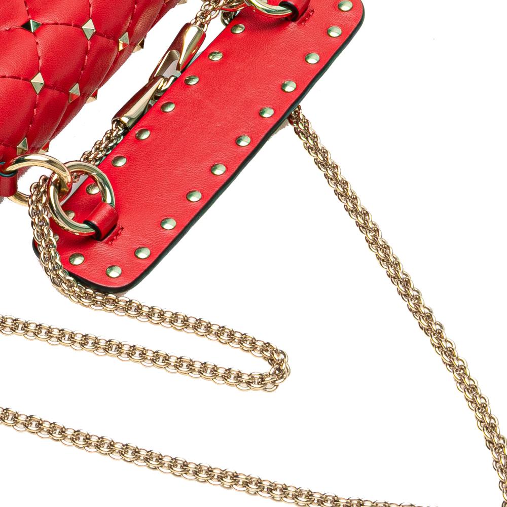 Valentino B Valentino Red Nappa Leather Leather Nappa Rockstud Spike Vertical Satchel Italy